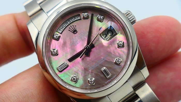 【美好時光】ROLEX勞力士白金Daydate 118209原裝黑貝母十鑽(大顆鑽石)釋出!盒單全美品( 18239 118239參考)