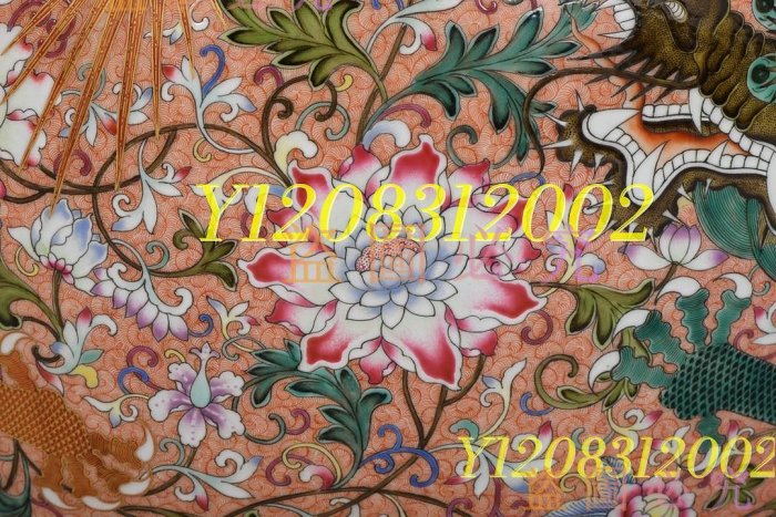 可議價！清乾隆，琺瑯彩描金雙龍戲珠紋圈口洗，高36厘米，口徑瓷器老瓷