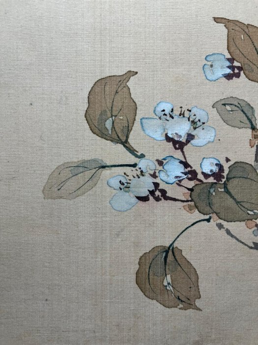 真作保證，日本花鳥畫名手，椿椿山弟子野口幽谷作品，絹本未