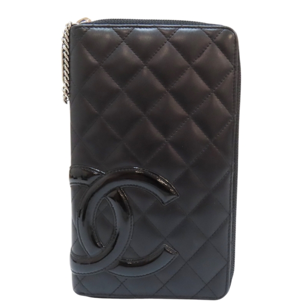 CHANEL 香奈兒【再降價】黑色 羊皮 康朋 拉鍊長夾 (無卡) 【二手名牌BRAND OFF】
