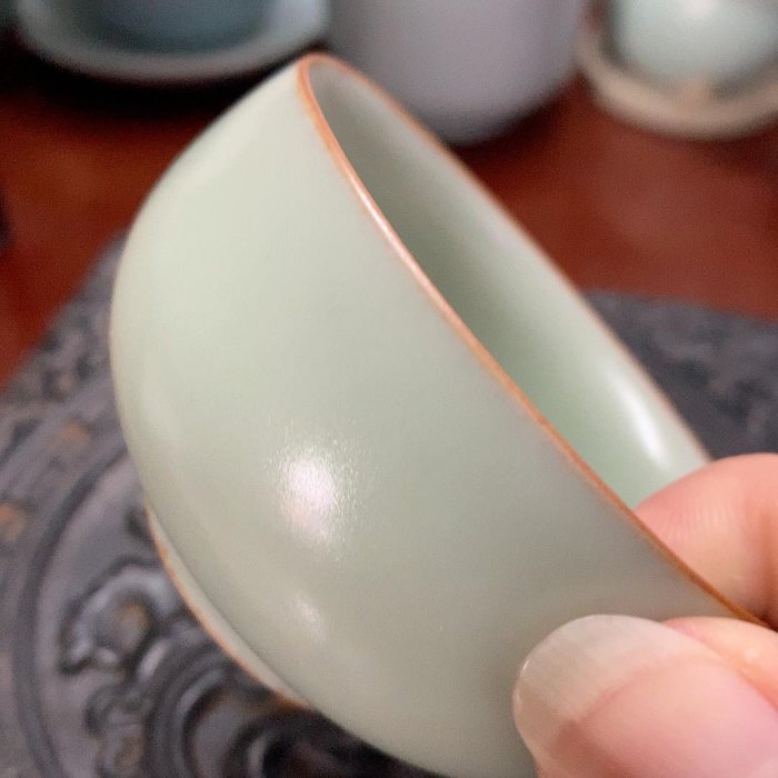 中古 「同治年製」款 粉彩 九桃二福文 馬蹄杯 一対 茶杯 煎茶碗 CL0057