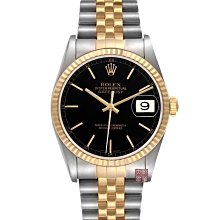 【大眾名錶】 ROLEX勞力士 16233 Datejust 蠔式日誌 太陽圈 黑色面盤錶徑36mm 大眾當舖L1635