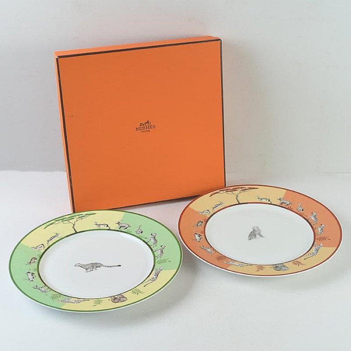 HERMES愛馬仕非洲系列盤子枚附盒MR9083