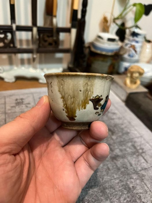 送料無料 明治～大正九谷焼　手描き松鶴紋杯台/盃台5客　完品無傷 九谷燒：茶杯】 【規格】：口（6.1cm*高6.3cm） 【描述】： 日本明治 工芸品