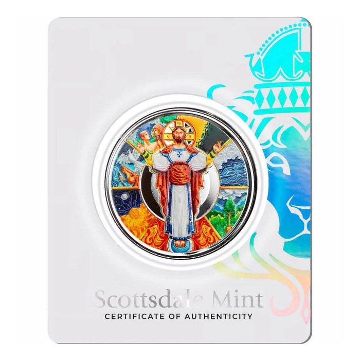 薩摩亞耶穌造物主彩色銀幣1盎司全球限量2000個純銀999 2024 Scottsdale