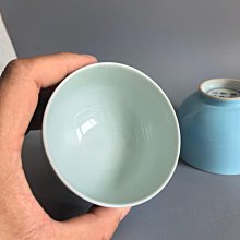 雍正天藍釉小杯高6口徑9㎝ 古玩收藏老物件【二手】【八分利】-494