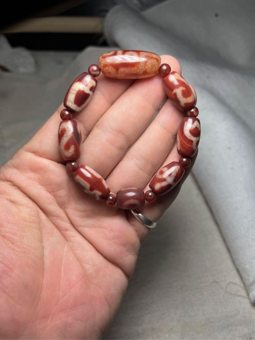 ❁❀✿✾ 火供九眼天珠 置物 赤❁❀✿✾ ❁❀✿✾ 火供九眼天珠 置物 赤❁❀✿✾ 九眼天珠吊墜藏密火供開片天珠