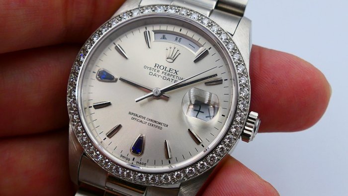 【美好時光】收藏近新品盒單全!勞力士ROLEX頂級鉑金款18346搭配罕見藍寶石淚滴鑽!( 18239 118239參考)