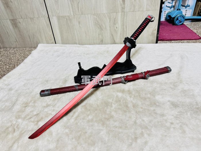 軍武門二館】動漫日本刀不死斬-拜淚只狼/影逝二度(ZS-94110/紅)收藏擺