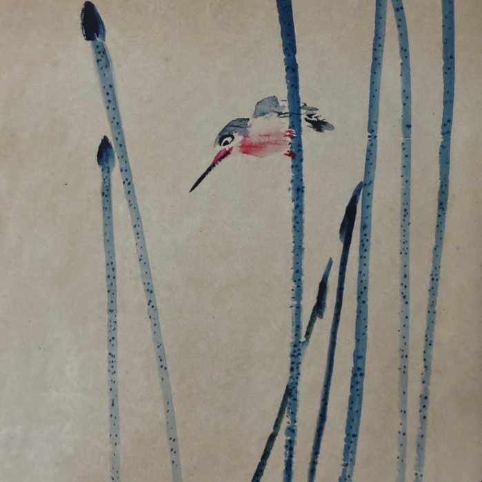 代號JK142《齊白石花鳥》實木老鏡框（可懸掛）框尺寸：高66cm寬36cm