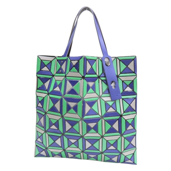 蒼藍色 PVC Ensemble 6 X 6 雙色幾何方格 手提包【BAO BAO ISSEY MIYAKE 三宅一生】 BB81AG053