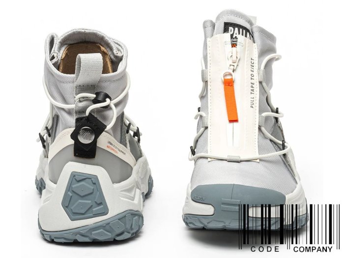 CodE= PALLADIUM OFF-GRID HI ZIP WP+ 防水輪胎潮鞋(灰)77169-069 軍靴