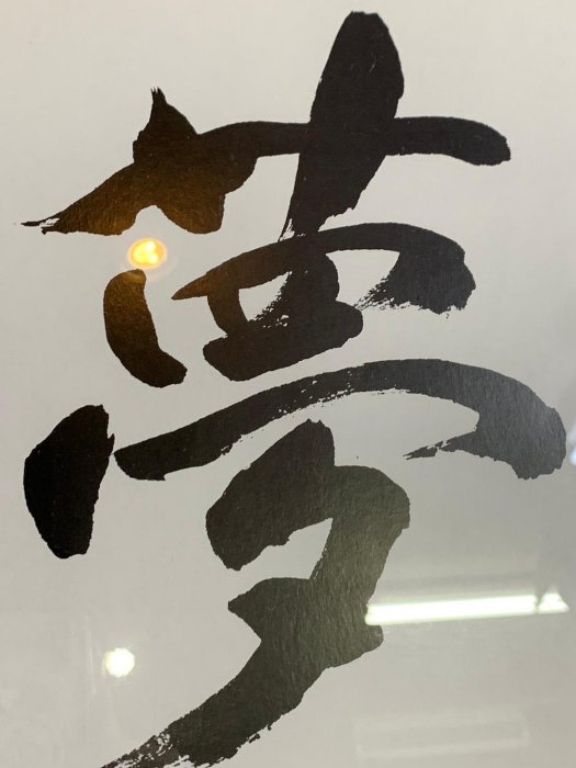 藏舊尋寶屋】日本書法家文鳳作落款「夢」水墨字掛畫《手繪》(一元起標