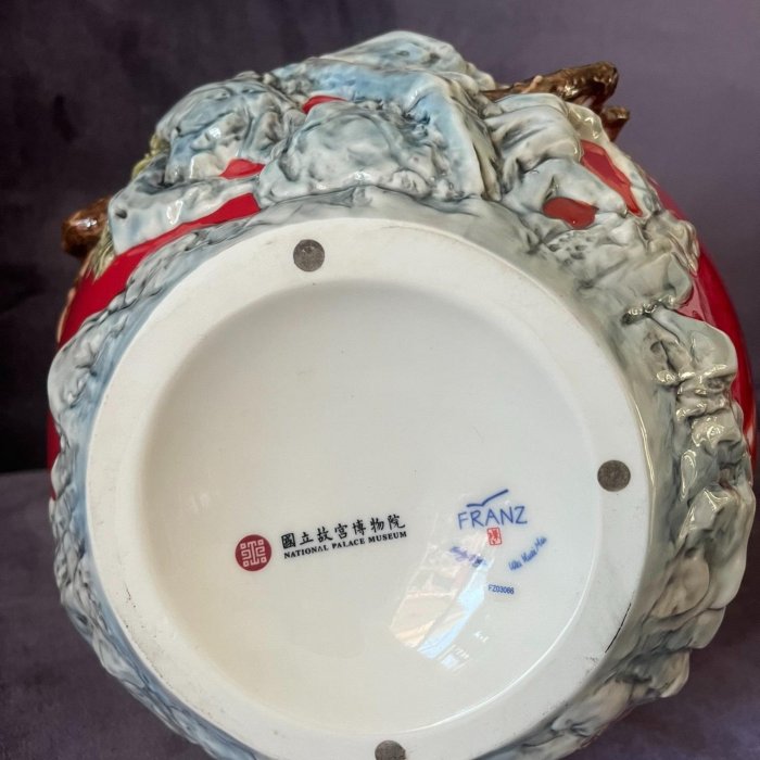 Franz法藍瓷故宮授權作品“海鶴來朝”大花瓶（高：46cm-【聚寶閣】26