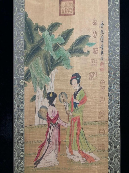 代號TZ348《董其昌仕女》三尺中堂手繪作品畫心材質：宣紙裝裱尺寸：長