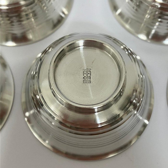激安～　本錫製　酒器揃　銚子２本＆猪口5客＆盃洗　錫半＊5233V