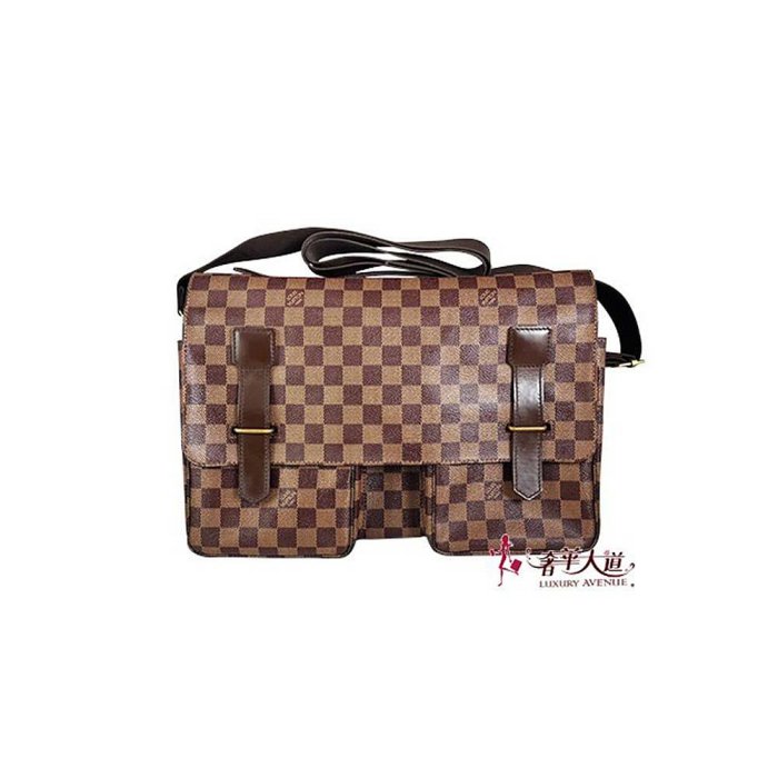 ＊奢華大道國際精品＊【L3043】LV咖啡色棋盤格BROADWAI 郭富城包 N42270