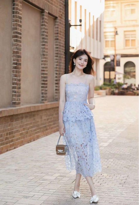 chinese dress ladies Women's Laurel Sheath Boat Neck Organza Midi Dress S/M/L/Xl Blue Mean Blvd XL / Blue main image 0