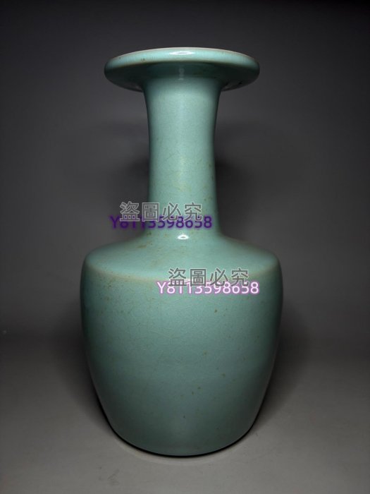 北宋・古陶磁器・汝窯天青釉紙槌瓶・唐木箱付き』極細工・