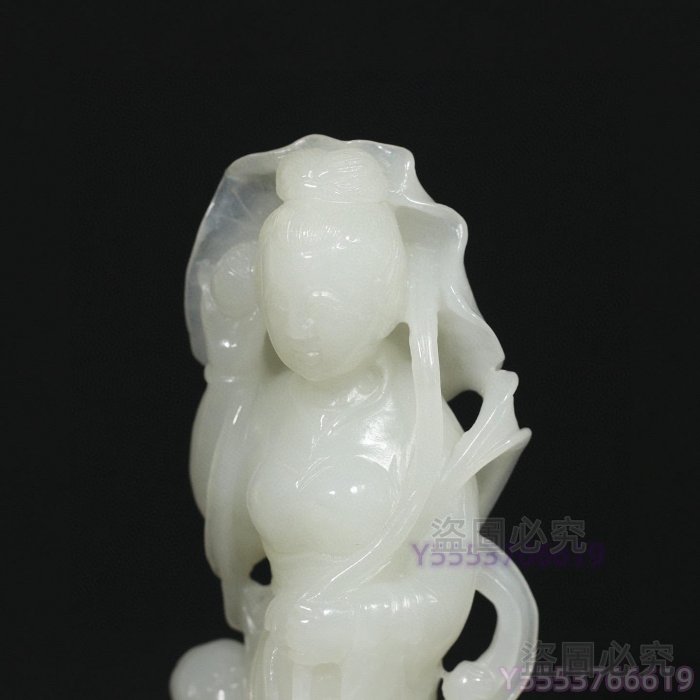 清代 和田玉 彫刻　蓮花童子 恵比寿　ペンダント 清代老和田玉【蓮花送子觀音】擺件一物一圖細節如圖高*寬*厚12.8*5.7