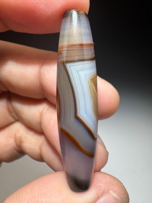 天圓地方天地天珠纏絲瑪瑙吊墜勒子眼睛石珠子016 尺寸4711mm 古玩收藏