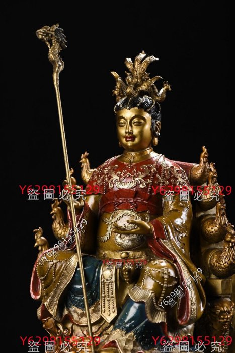 金属製 (銅金）伝統的 仏像 旧 西藏 純銅 全銅 高浮彫鏨刻 彩繪描金 覺沃仏 仏像 銅製
