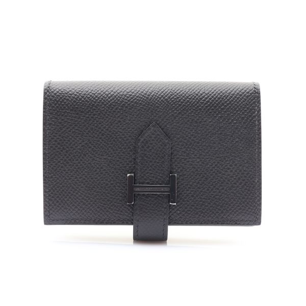 HERMES 愛馬仕 Bearn Mini Monochrome 二折短夾 黑色 Epsom牛皮 U刻 【二手名牌BRAND OFF】