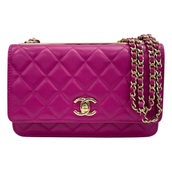 CHANEL 香奈兒 粉紅色 菱格紋 羊皮 Trendy CC WOC 肩背包 【二手名牌BRAND OFF】