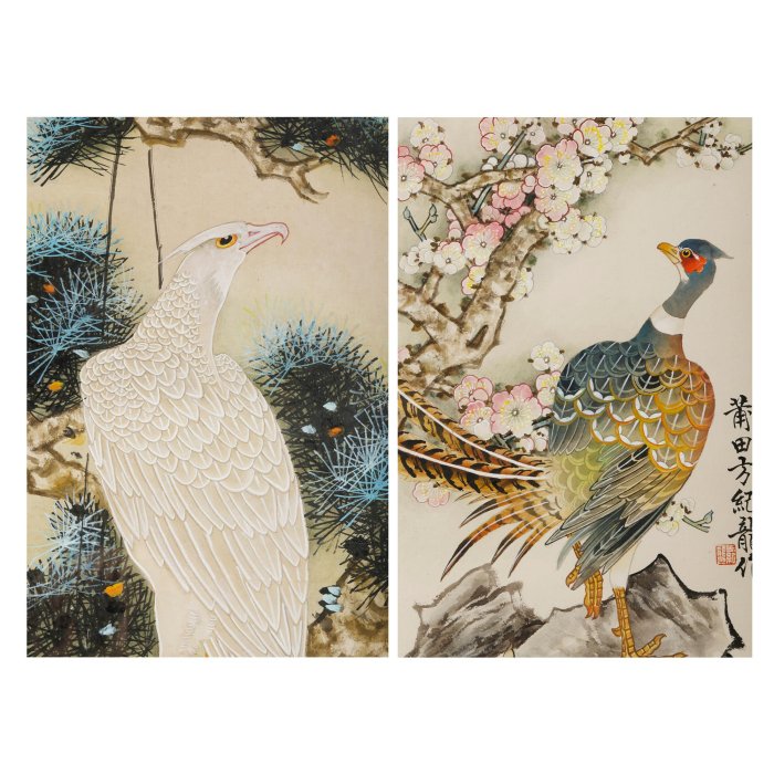 山海經拍賣-早期名家水墨四屏花鳥圖方紀龍(MO-SAJZ16KH)限面交FC