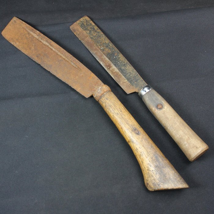 【桑園の】日本鍛造工藝 老刀具 厚肉 老柴刀 砍柴刀 柴刀 鉈 兩件一拍 J 1057 | Yahoo拍賣
