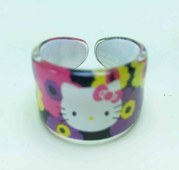 【震撼精品百貨】Hello Kitty 凱蒂貓~塑膠戒指-黑