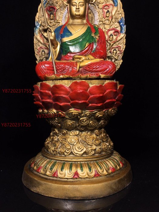 大明宣德年制，精工純銅彩繪地藏王菩薩佛像，做工精美，漿厚重，寬16cm