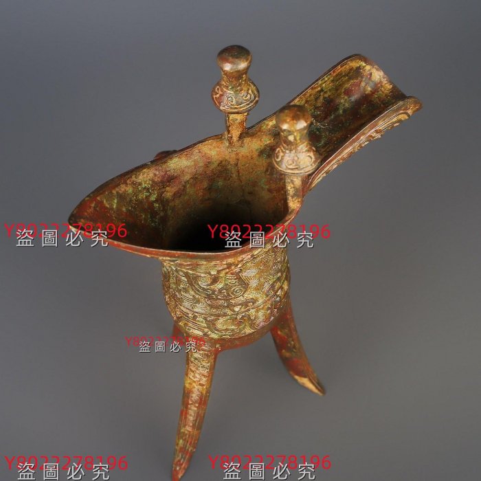 西周_青銅鳳鳥紋爵杯重1500克，長21厘米，高29厘米舊藏收藏古玩【老王