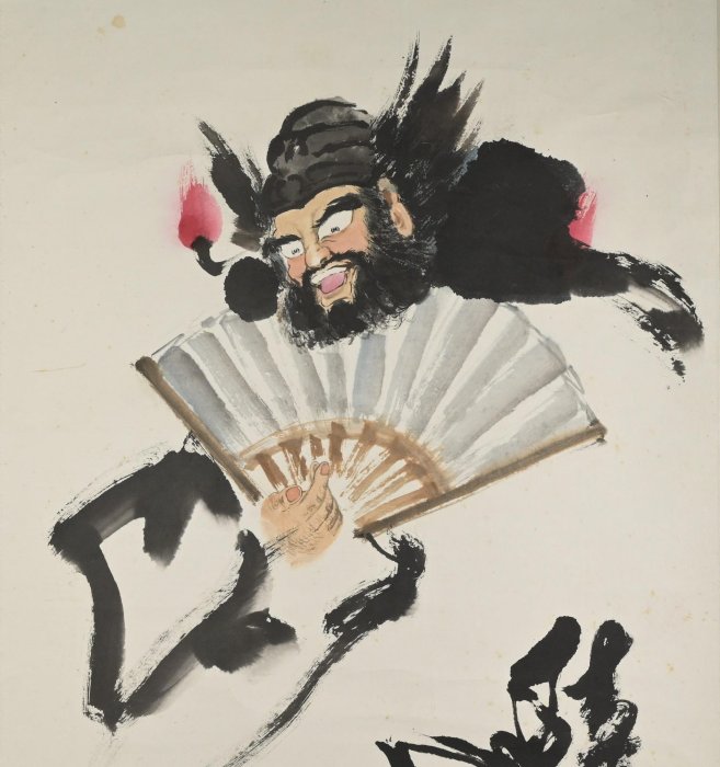 玖隆蕭松和挖寶網K》款鄭正慶鍾馗避邪書法彩墨畫掛軸(15948) | Yahoo拍賣
