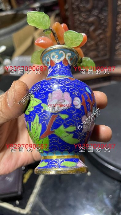 銅胎掐絲琺瑯纏枝寶相花紋玉壺春瓶-宇珍