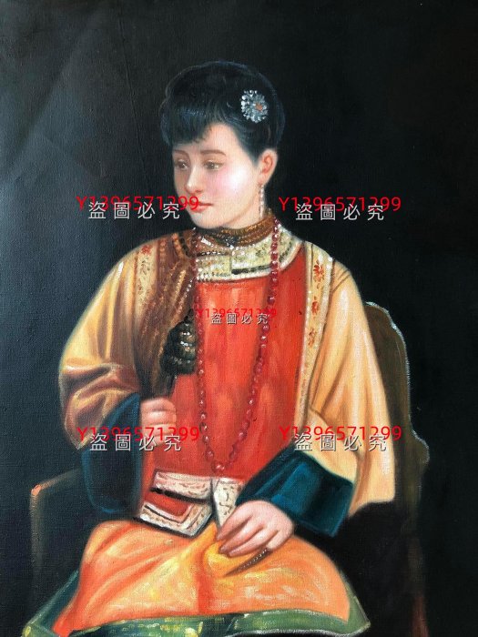 油畫15【陳逸飛】人物，純手繪油畫，104*74cm左右， 舊藏古玩油畫