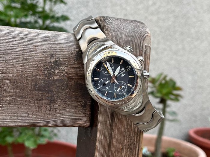 SEIKO MX 鈦金屬精工三眼計時手錶Made in Japan | Yahoo拍賣