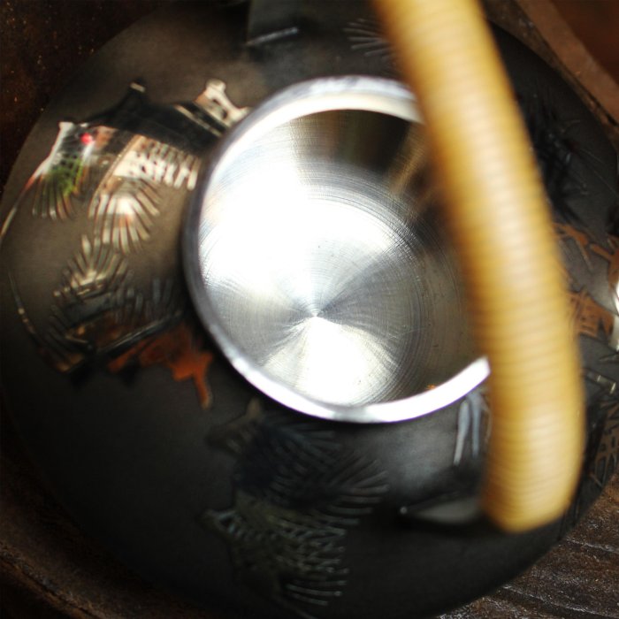 1383 時代錫器 本錫製　 梅文　茶入 二手日本回流大阪浪華錫器本錫錫半造湯沸錫制提梁燒水壺錫壺茶壺煮水用