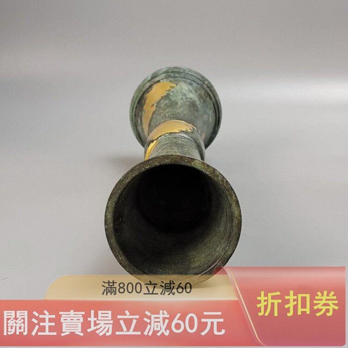 可議價大尺寸藏六造銅花瓶四世平安秦藏六造立鼓式涂金銅花器全新未使用