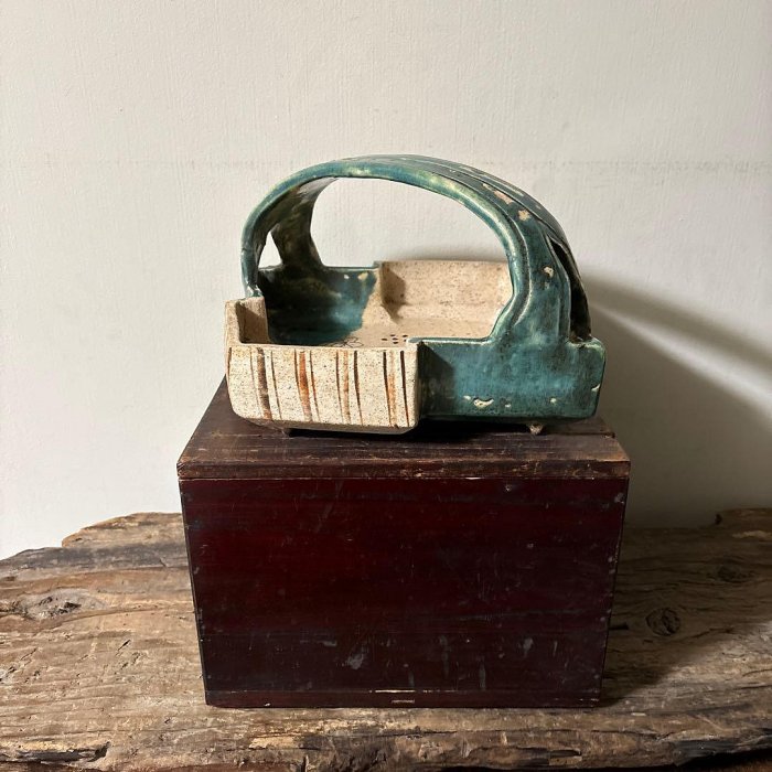 時代織部松皮菱形手鉢手付菓子鉢懷石瀬戸志野古美術茶道具檢李朝