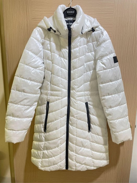 美國帶回 - KARL LAGERFELD白色連帽長外套