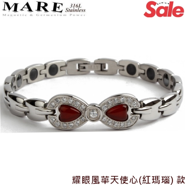 【MARE-316L白鋼】系列：耀眼風華 天使心 紅瑪瑙 款