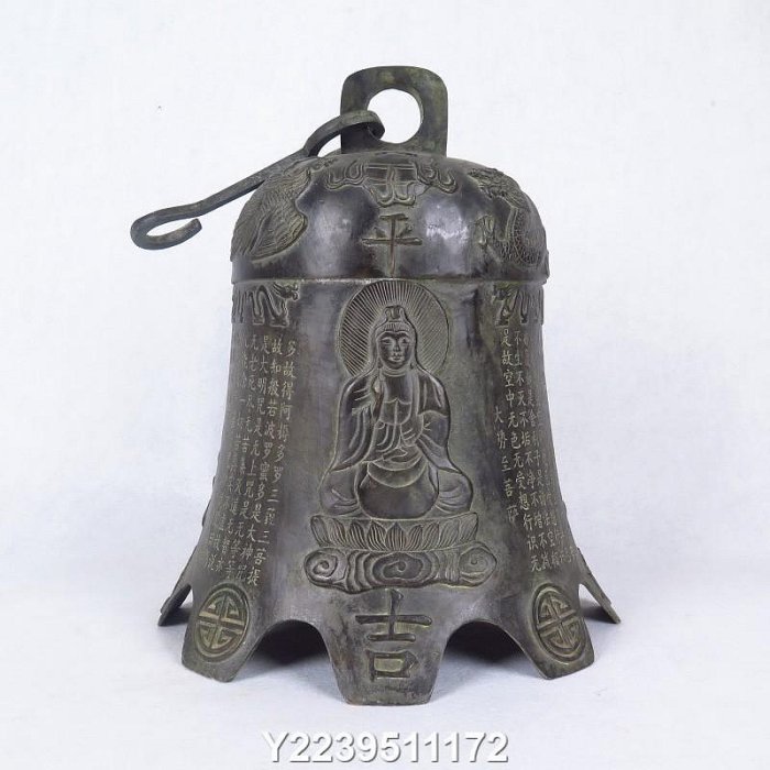 老街坊銅鐘掛鐘純銅鈴鐺仿古西方三圣佛鐘庭院寺廟敲鐘裝飾擺件大號掛件