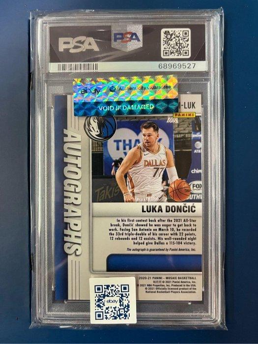 Luka Doncic - Panini Mosaic 馬賽克系列簽名卡PSA 鑑定9分簽名10分
