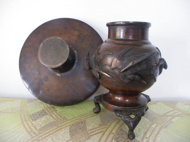 日本銅花瓶水仙盤薄端鶴中古8 | Yahoo拍賣