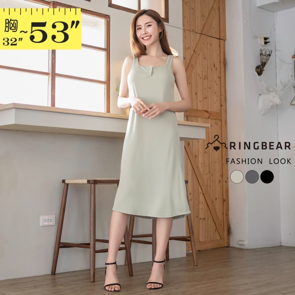 無袖洋裝--夏日時光冰絲垂感方領無袖吊帶背心長洋裝(黑.灰.綠M-5L)-D650眼圈熊中大尺碼