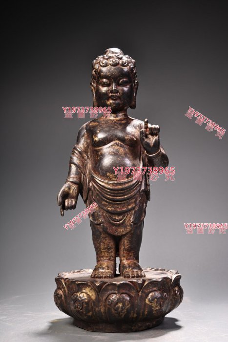 純銅全銅泥金釋迦牟尼佛太子佛像一尊工藝精湛造像精美純銅擺件老銅器