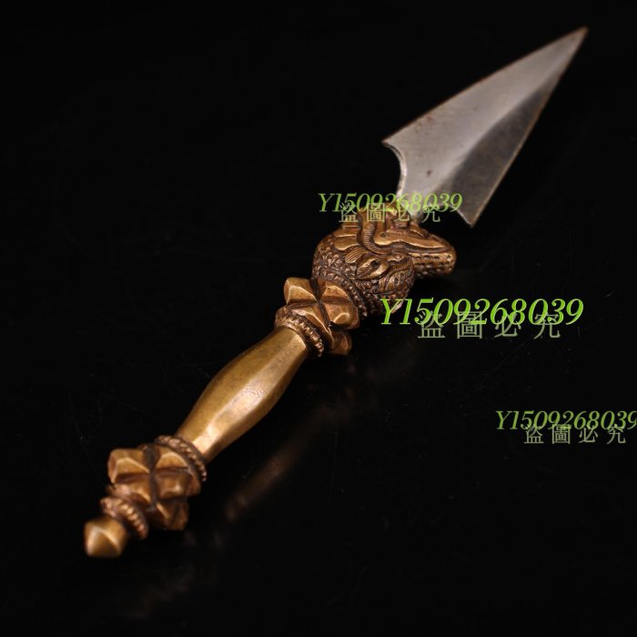 西藏老純紫銅純手工雕刻玄鐵尖藏傳佛教密宗金剛降魔杵古董老貨擺件【聚