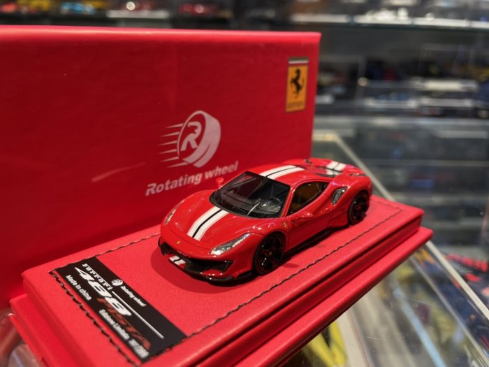 吉華@ 1/64 Rotating Wheel Ferrai 488 PISTA Volcanic red