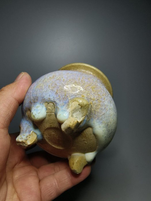 宋金鈞窯三足香爐宋代瓷器古玩瓷器高器釉水肥厚溫潤釉質細膩非常難得